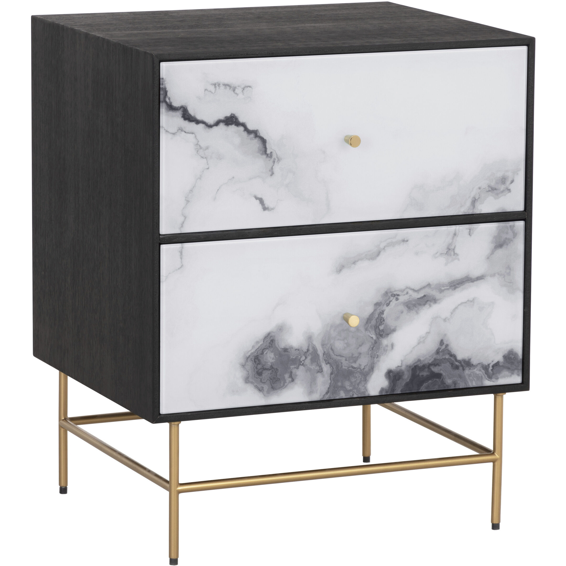 Cordero 26 X 21 inch Black / Antique Brass Night Stand